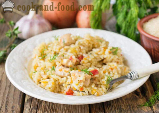 Casserole de légumes avec du riz et du poulet