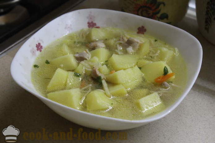Vermicelles soupe au poulet et pommes de terre - comment préparer une délicieuse soupe de pommes de terre avec des nouilles et du poulet, avec une étape par étape des photos de recettes