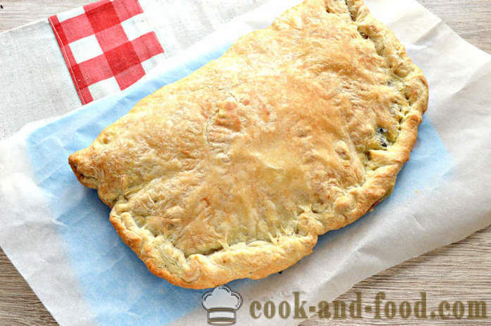 Tarte aux choux et aux champignons dans une pâte feuilletée - comment faire cuire un gâteau de bouffée de pâte sans levain, une étape par étape des photos de recettes