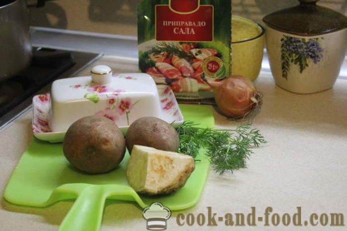 Pommes de terre, pommes de terre en purée avec le céleri et les oignons - comment faire des pommes de terre en purée avec l'oignon et le céleri, une étape par étape des photos de recettes
