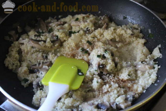 Côté plat de couscous sans viande - faire cuire le couscous dans une casserole, avec une étape par étape des photos de recettes