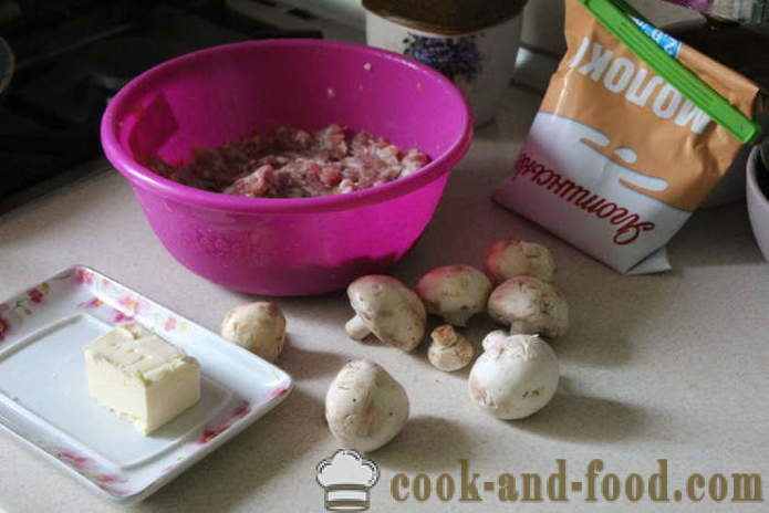 Boulettes de viande de porc aux champignons et sauce à la crème - comment préparer des boulettes de viande de viande hachée et les champignons, une étape par étape des photos de recettes