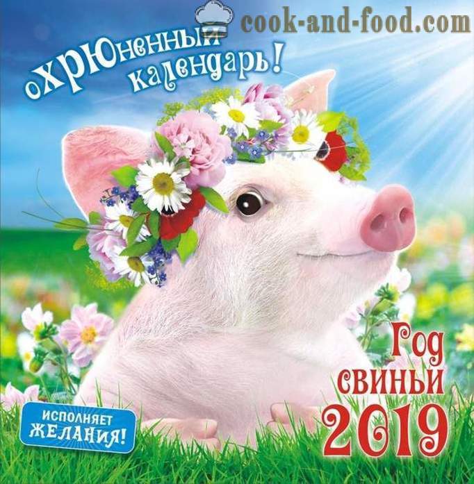 Calendrier 2019 sur l'année du cochon avec des images - Télécharger gratuitement le calendrier de Noël avec des porcs et des sangliers