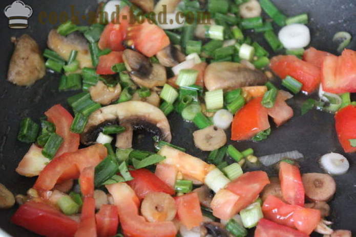 Pâtes aux tomates, le basilic et les champignons - comment faire cuire des pâtes aux champignons avec le basilic et les tomates, une étape par étape des photos de recettes