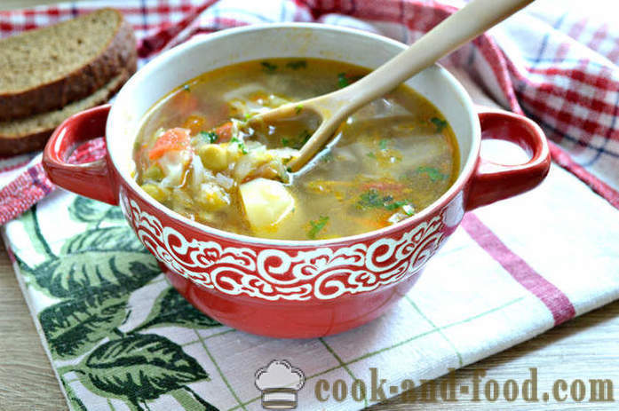 Soupe aux pois en conserve et le chou - comment cuire la soupe aux choux et les pois, une étape par étape des photos de recettes