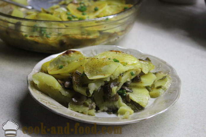 Casserole de pommes de terre crues aux champignons et Oseille - comment faire une casserole de pommes de terre aux champignons, une étape par étape des photos de recettes