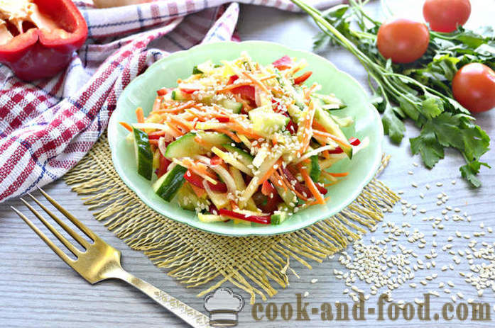 Salade de légumes frais au sésame - comment faire une salade de graines de sésame et légumes, avec une étape par étape des photos de recettes