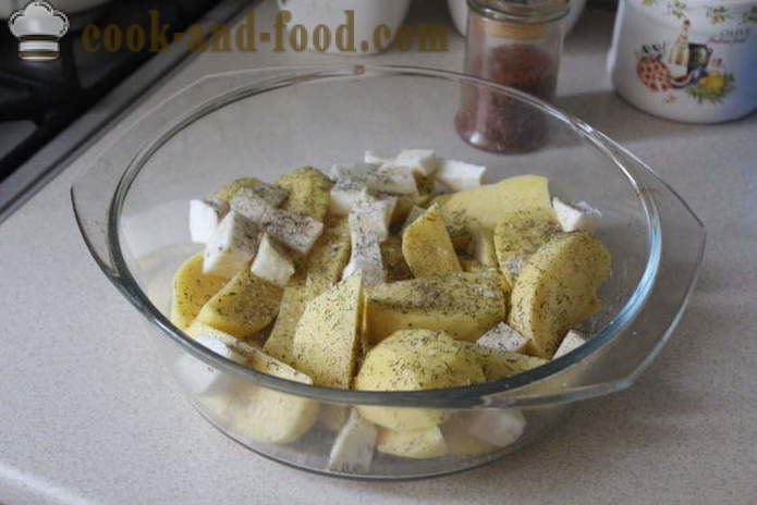 Les pommes de terre et céleri dans le four - sous forme de savoureux cuire des légumes dans le four, avec une étape par étape des photos de recette