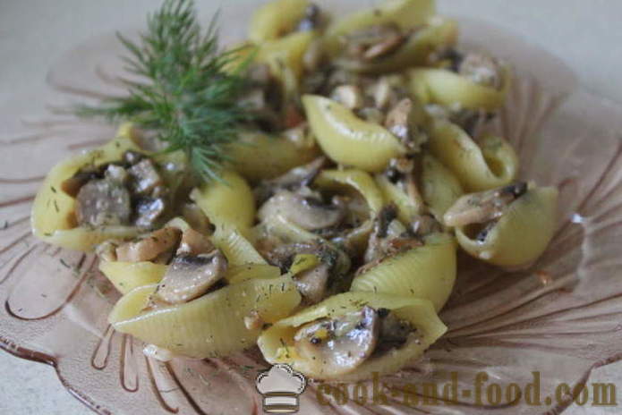 Coquilles de pâtes farcies aux champignons émincés - comment faire des coquilles de pâtes farcies au four, avec une étape par étape des photos de recettes