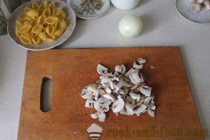 Coquilles de pâtes farcies aux champignons émincés - comment faire des coquilles de pâtes farcies au four, avec une étape par étape des photos de recettes