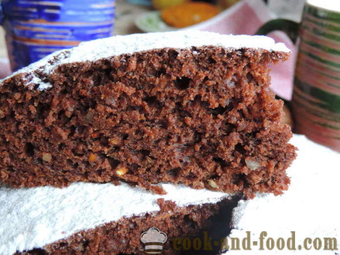 Le moyen le plus carrot cake au chocolat avec de l'huile végétale - comment faire cuire le gâteau aux carottes au four, avec une étape par étape des photos de recettes