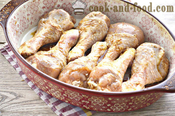 Pilons délicieux poulet dans le four - comme un pilon de poulet cuit au four délicieux, étape par étape des photos de recettes