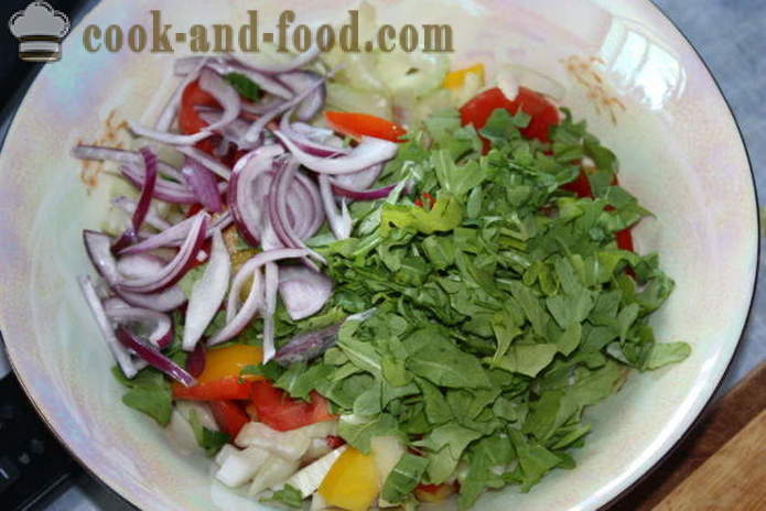 Salade de légumes et mozzarella - comment faire une salade avec des légumes et du fromage, avec une étape par étape des photos de recettes