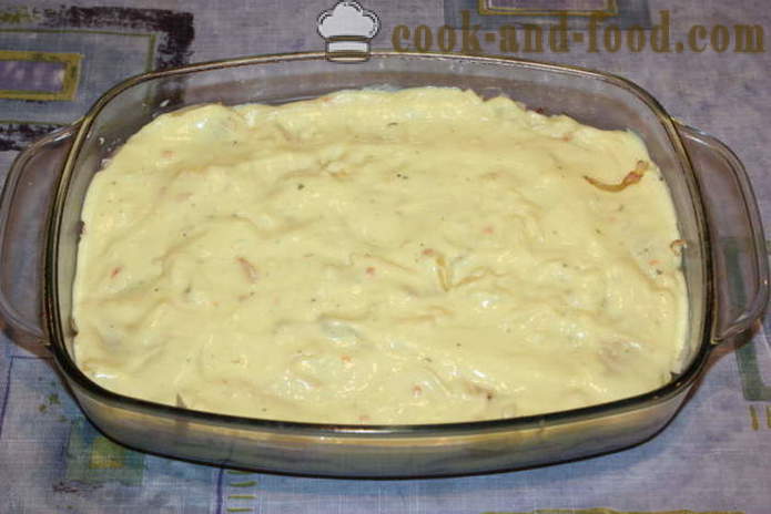 Lasagne à la sauce de poulet et le fromage et le lait - comment faire cuire les lasagnes à la maison dans le four, avec une étape par étape des photos de recettes