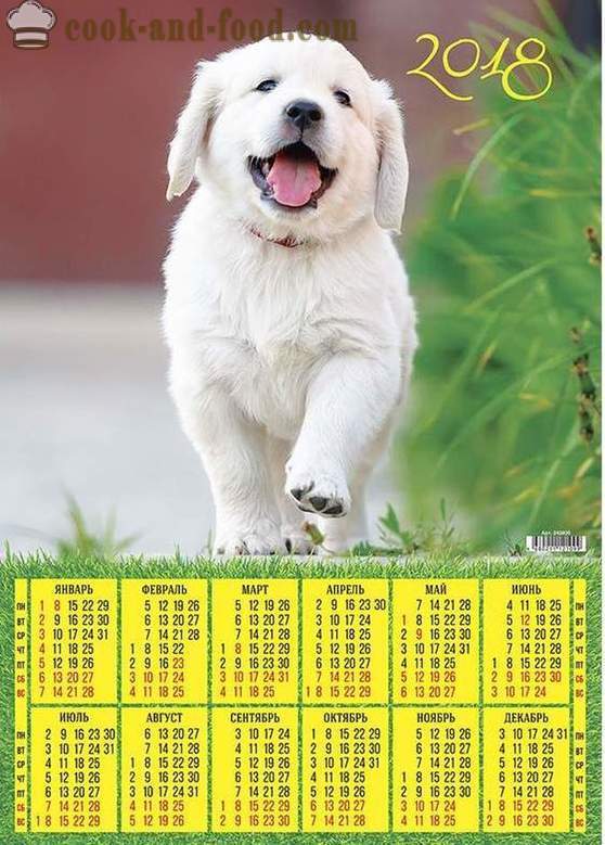 Calendrier 2018 - Année du Chien sur le calendrier de l'Est: télécharger le calendrier gratuit de Noël avec les chiens et les chiots.