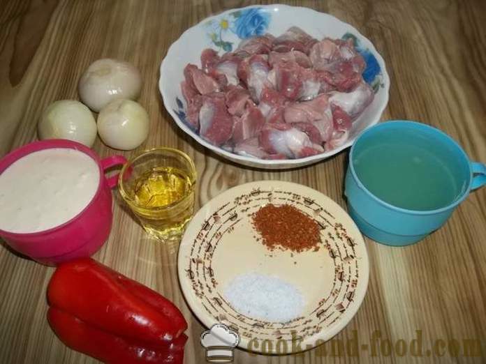 Ventricules poulet braisé à la sauce à la crème dans une casserole - comment faire cuire un délicieux ventricules de poulet, étape par étape des photos de recettes