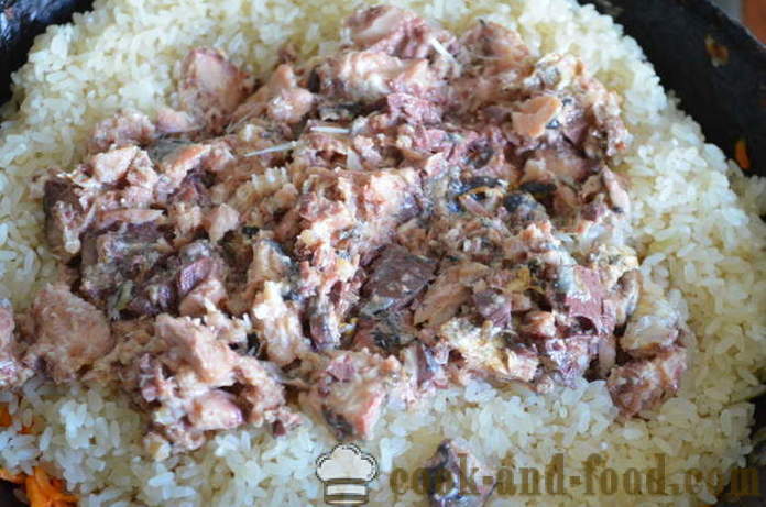 Poisson maigre pilaf - comment faire cuire le risotto aux conserves de poisson, étape par étape des photos de recettes