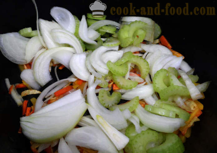 Ragoût de poisson avec des légumes et côté plat de riz - comme un ragoût de poisson avec des légumes à multivarka, photos étape par étape recette