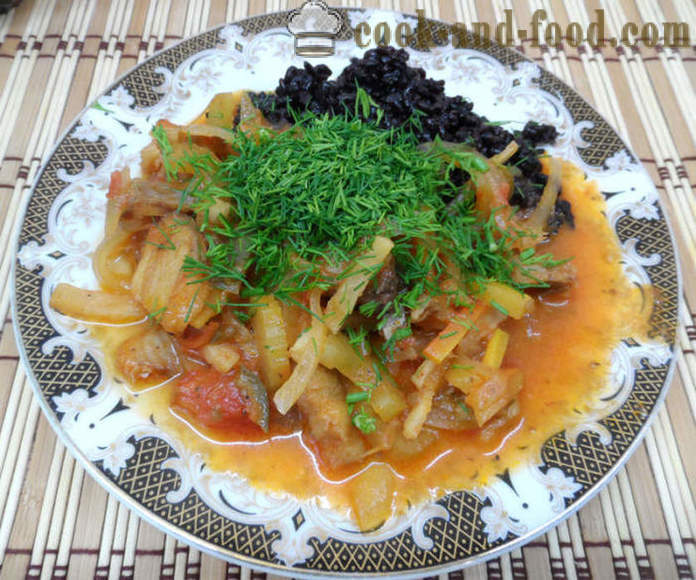 Ragoût de poisson avec des légumes et côté plat de riz - comme un ragoût de poisson avec des légumes à multivarka, photos étape par étape recette