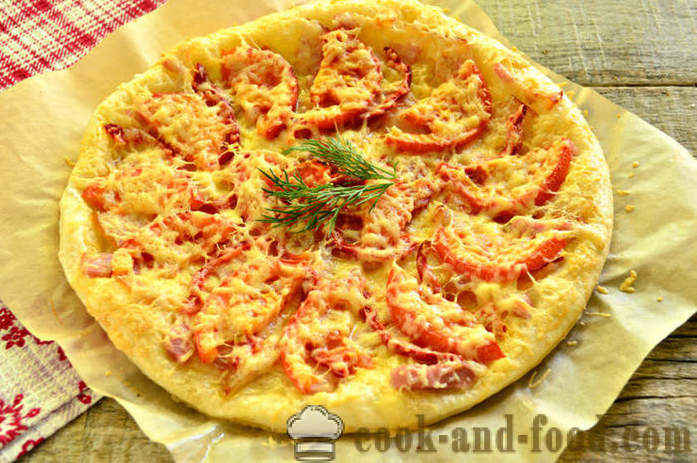 Pizza Pâte Pâte feuilletée au lard et poivre - comment préparer une pizza sans levain de la pâte, une étape par étape des photos de recettes