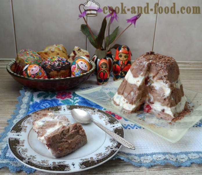 Fromage cottage Tsar de Pâques au chocolat, lait condensé et pas d'oeufs - comment faire cuire la fête de Pâques à la maison royale, étape par étape les photos de recettes