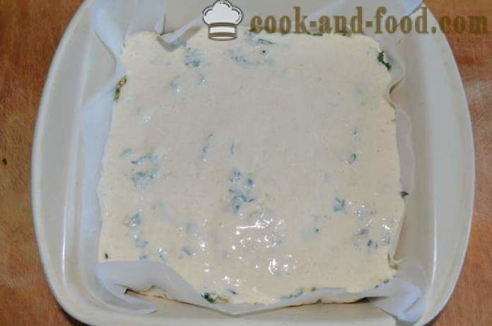 Gâteau de remplissage rapide sur le yaourt avec les épinards, les œufs et les oignons verts - comment préparer le gâteau en gelée avec le kéfir, une étape par étape des photos de recette