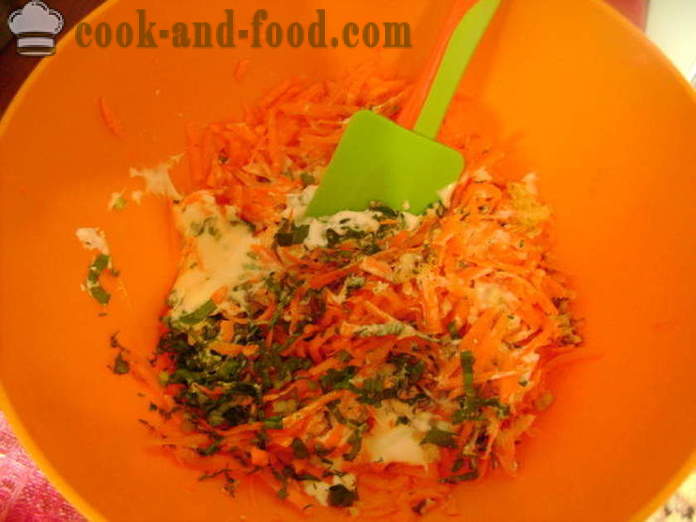 Mayonnaise délicieuse salade à l'ail sauvage, les carottes, l'ail et les noix - comment faire cuire salade de carottes à l'ail sauvage, avec une étape par étape des photos de recettes