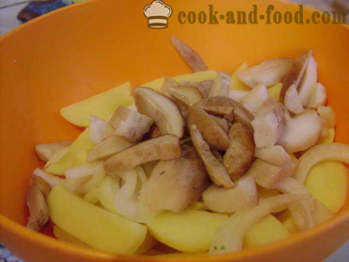 Les pommes de terre cuites au four avec des champignons et la crème sure - comment les pommes de terre cuites au four délicieux au four, avec une étape par étape des photos de recettes