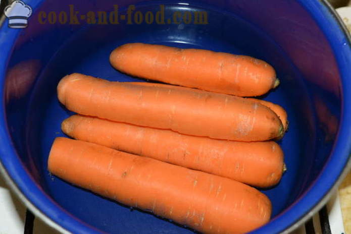 Comment faire cuire la salade de carottes et de la salade russe - comment faire cuire les carottes dans une casserole, avec une étape par étape des photos de recettes