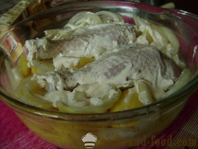 Pilons de poulet avec pommes de terre au four - comment cuire un délicieux poulet pilons avec des pommes de terre, étape par étape des photos de recettes