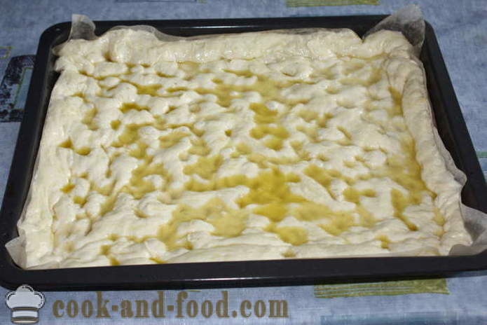 Pain italien focaccia avec remplissage de gingembre dans le sel - comment faire cuire du pain italien focaccia à la maison, étape par étape les photos de recettes