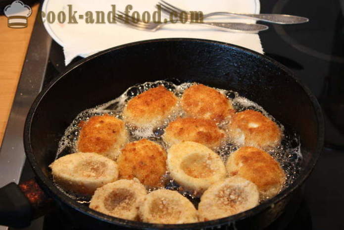 Oeuf pané, farci de foie de poulet - comment faire cuire les œufs, panés, avec une étape par étape des photos de recettes