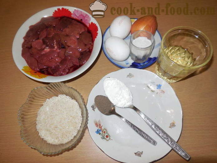 Côtelettes foie foie de poulet avec du riz et de l'amidon - comment faire cuire un délicieux petits pâtés de foie, une étape par étape des photos de recettes