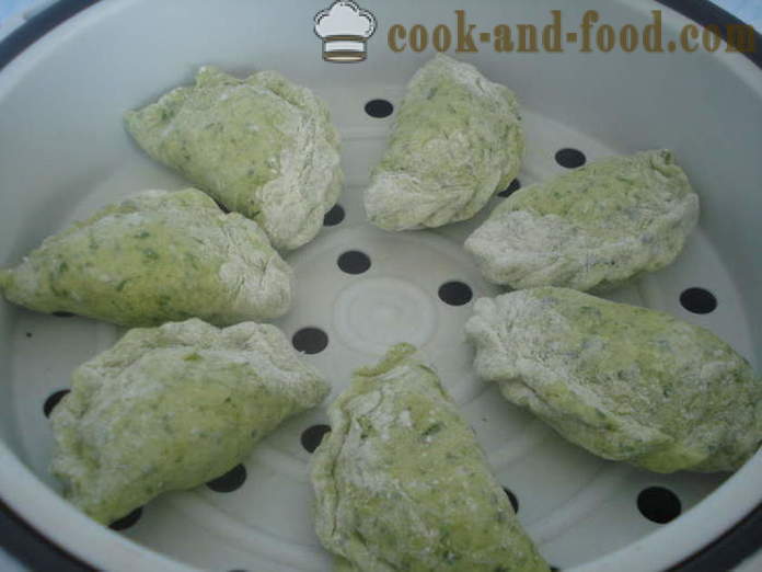 Raviolis cuits à la vapeur Lush, yaourt et pommes de terre - comment faire cuire des boulettes avec des pommes de terre cuites à la vapeur, avec une étape par étape des photos de recettes