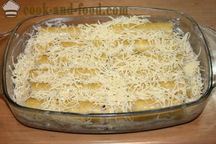Cannelloni avec la farce au four dans une sauce crémeuse - comment faire cuire les cannellonis à la viande hachée dans le four, avec une étape par étape des photos de recettes