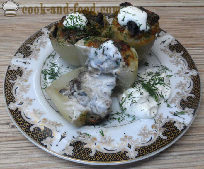 Pommes de terre cuites au four farcies aux champignons et fromage - comment faire cuire les pommes de terre farcies aux champignons, étape par étape des photos de recettes