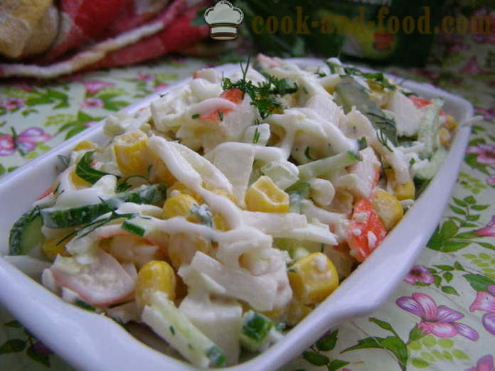 Délicieuse salade de crabe avec du maïs et des œufs - comment faire cuire salade de crabe avec du maïs rapide et savoureux, avec une étape par étape des photos de recettes