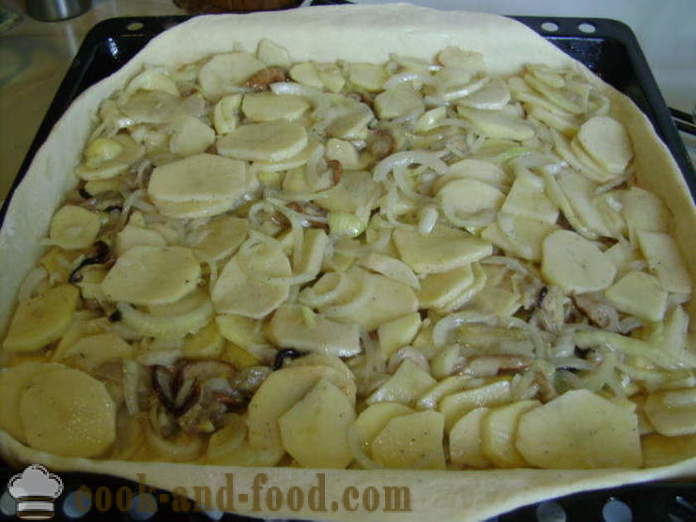 Tarte aux pommes de terre et levure champignons - comment faire cuire une tarte aux champignons et pommes de terre, avec une étape par étape des photos de recettes