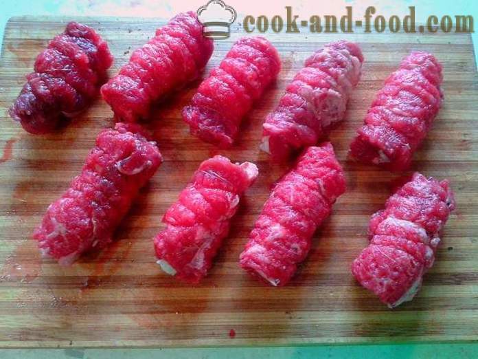 Rouleaux de viande dans la poêle - comment faire cuire les rouleaux de viande avec la farce, une étape par étape des photos de recettes