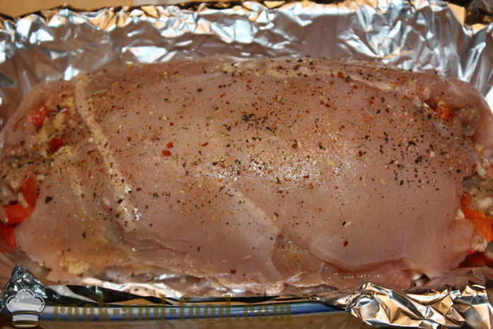 Poitrine de poulet Meatloaf farcie aux champignons et la viande hachée dans le four - comment faire cuire un pain de viande à la maison, étape par étape les photos de recettes