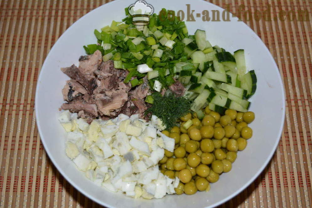 Salade de thon en conserve et mayonnaise - comment préparer une salade de thon en conserve, étape par étape des photos de recette