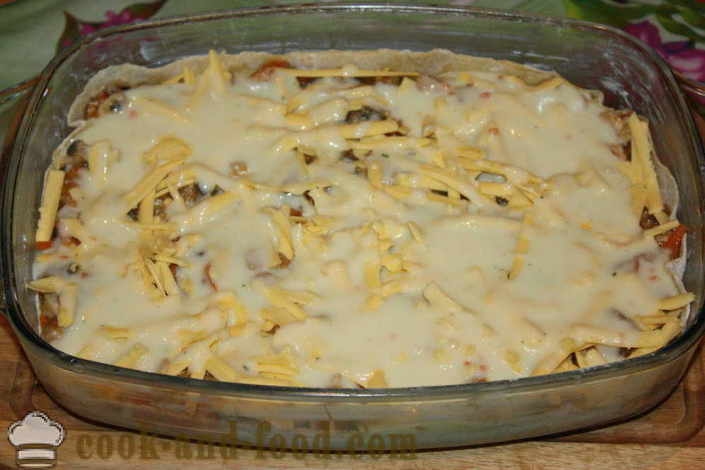 Lasagne au poulet et aubergines - comment faire cuire les lasagnes avec du poulet et aubergines, étape par étape des photos de recettes