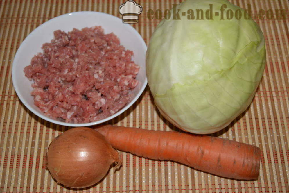 Chou braisé avec de la viande hachée sur skovorode- comment faire cuire un délicieux ragoût de chou avec de la viande hachée, étape par étape des photos de recettes