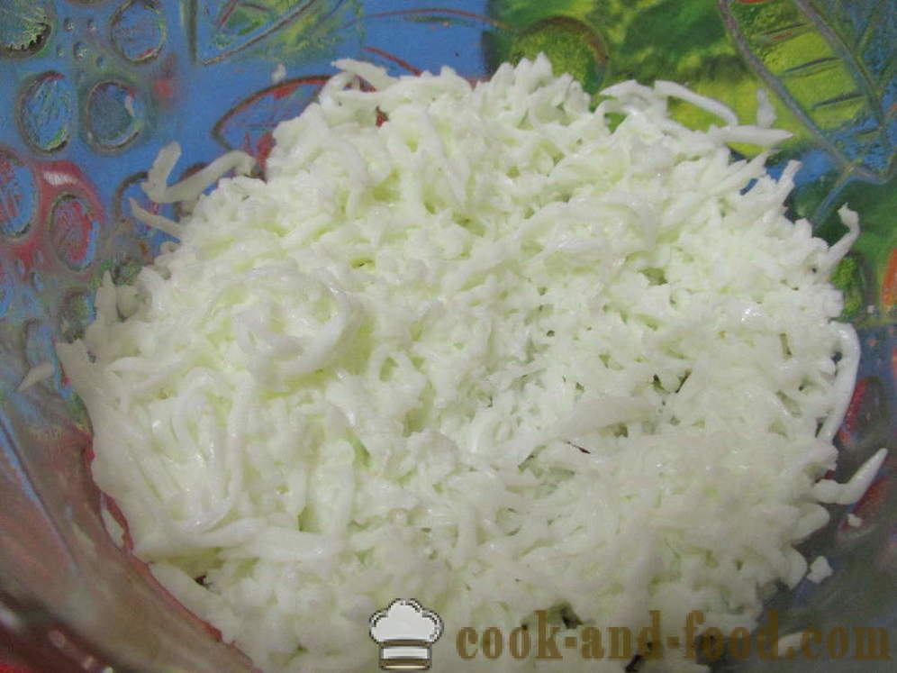 Mimosa salade avec du fromage en conserve et traitée - comment préparer une salade avec Mimosa conserve sans huile, une étape par étape des photos de recette