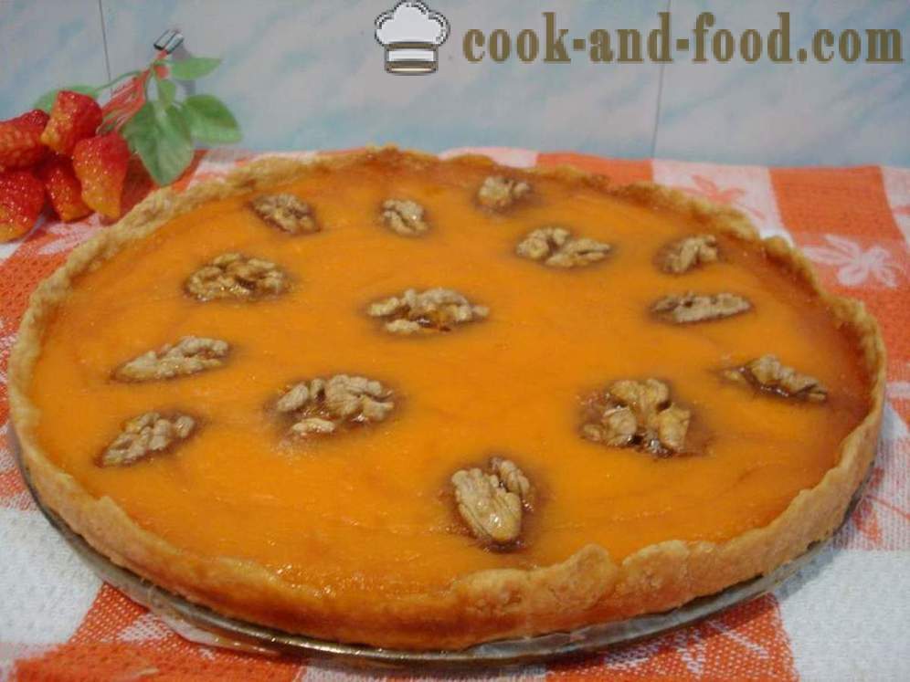 Ouvrir tarte à la citrouille avec des noix et du miel - comment faire cuire tarte à la citrouille au four, avec une étape par étape des photos de recettes