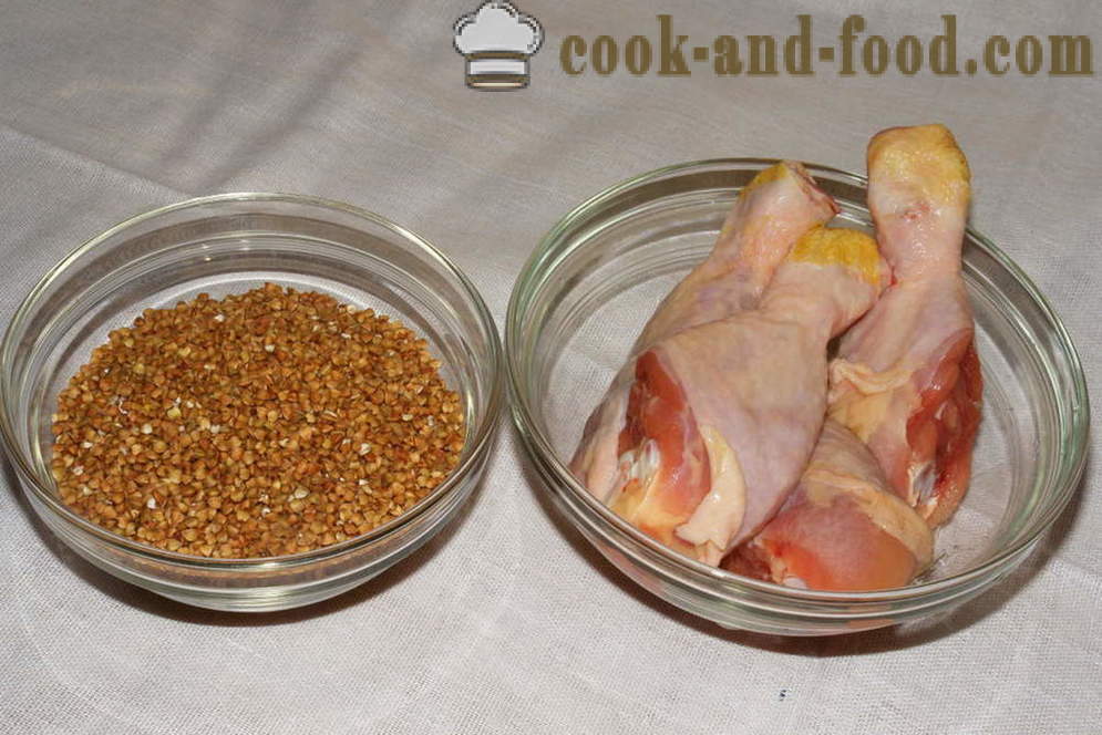 Poulet cuit au four Sarrasin au four - comment faire cuire le poulet avec le sarrasin au four, avec une étape par étape des photos de recettes