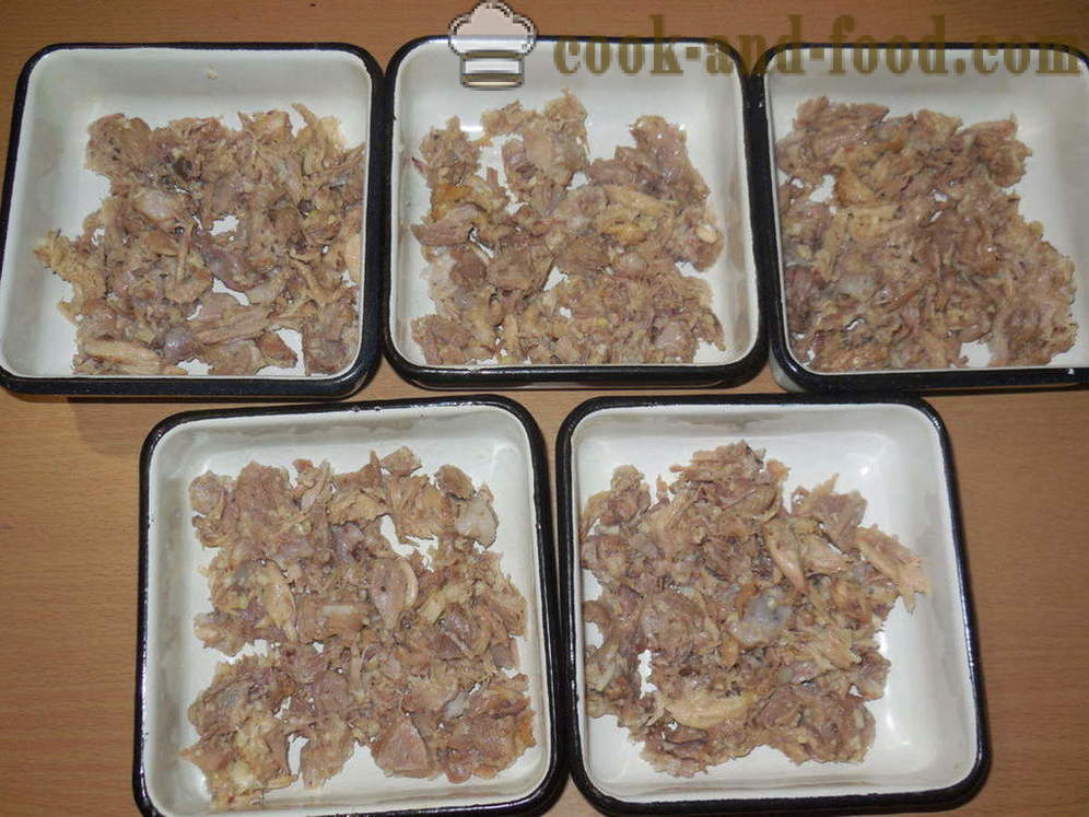 Poulet maison sans gélatine gélifiée - comment préparer le poulet et gélifiée multivarka-cuiseur de porc, étape par étape des photos de recettes