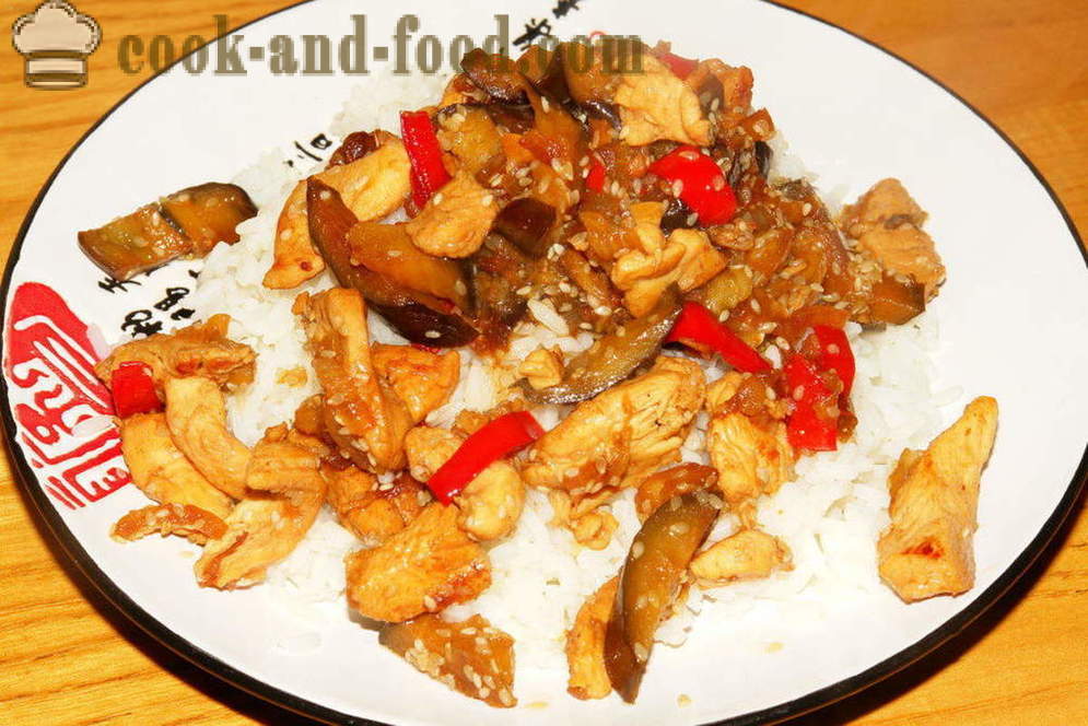 Filet de poulet en chinois: avec des légumes et du riz - comment faire cuire un poulet en chinois, une étape par étape des photos de recettes