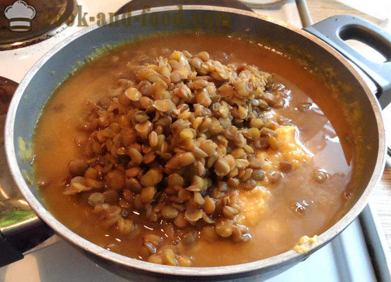 Soupe de potiron et lentilles - comment faire cuire la soupe de lentilles brunes, étape par étape des photos de recettes