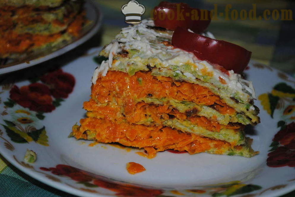 Gâteau de légumes de courgettes farcies aux carottes, courges comment faire cuire un gâteau, étape par étape des photos de recettes